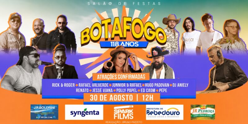 Aniversário de Botafogo em Bebedouro SP terá shows, gastronomia e programação para toda a família