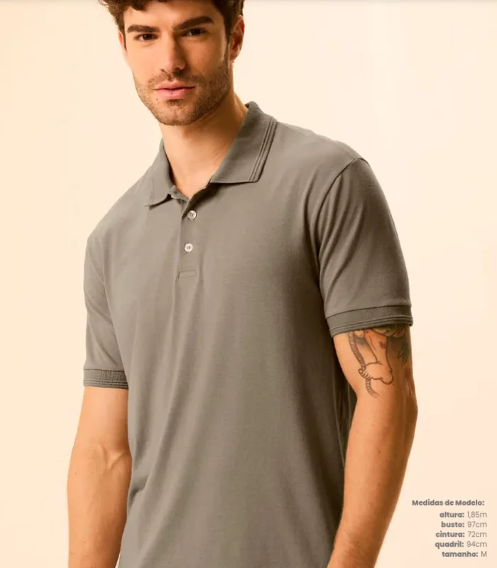 Camisa Polo Masculina Malha Linho1